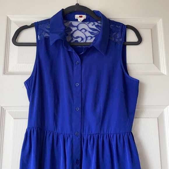 One Clothing Collared Lace Back Button Dress - Picture 3 of 4